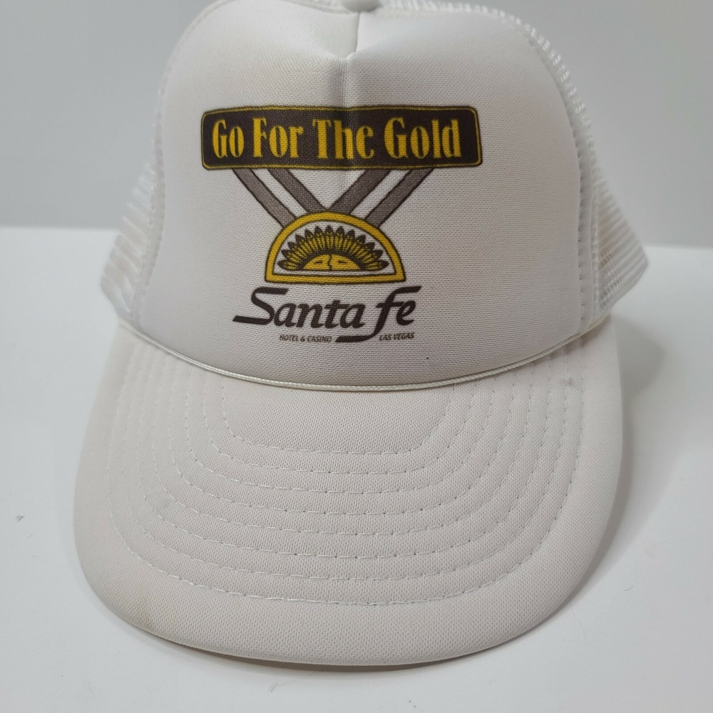 Vintage Santa Fe Station Casino Las Vegas Nevada Trucker Hat Snapback White